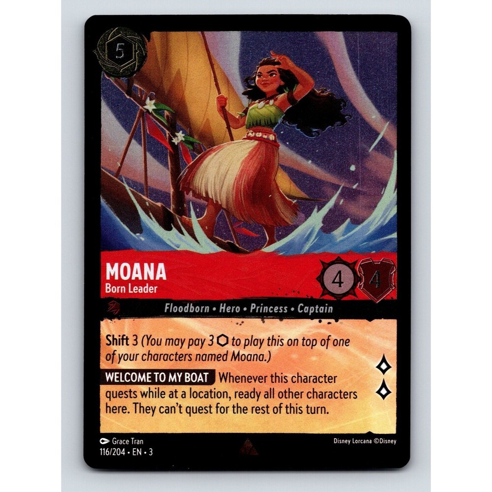 Floodborn Moana Born Leader Princess HP 4 Shift 3 Red Disney Lorcana